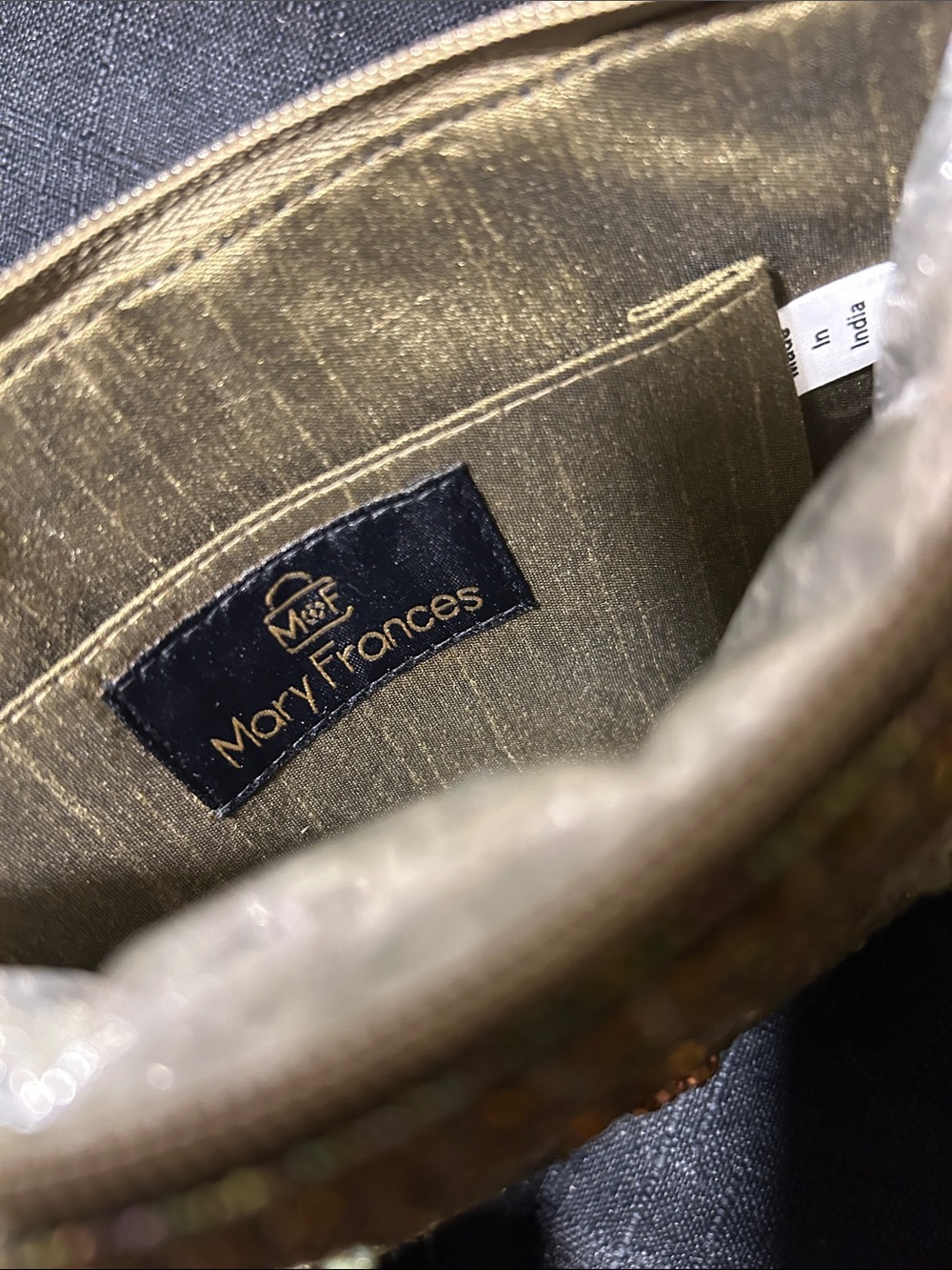 Mary Francis HAND BEADED Velvet Crossbody Clutch Olive Green BRAND NEW WITH TAG - Picture 7 of 16